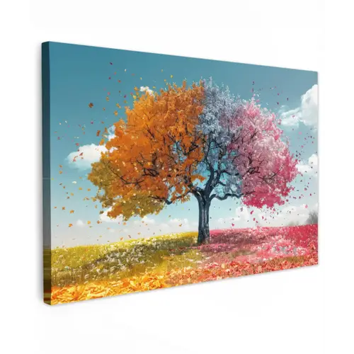 Boom - Kleurrijk - Natuur - Levensboom canvas 2cm klein -z3d