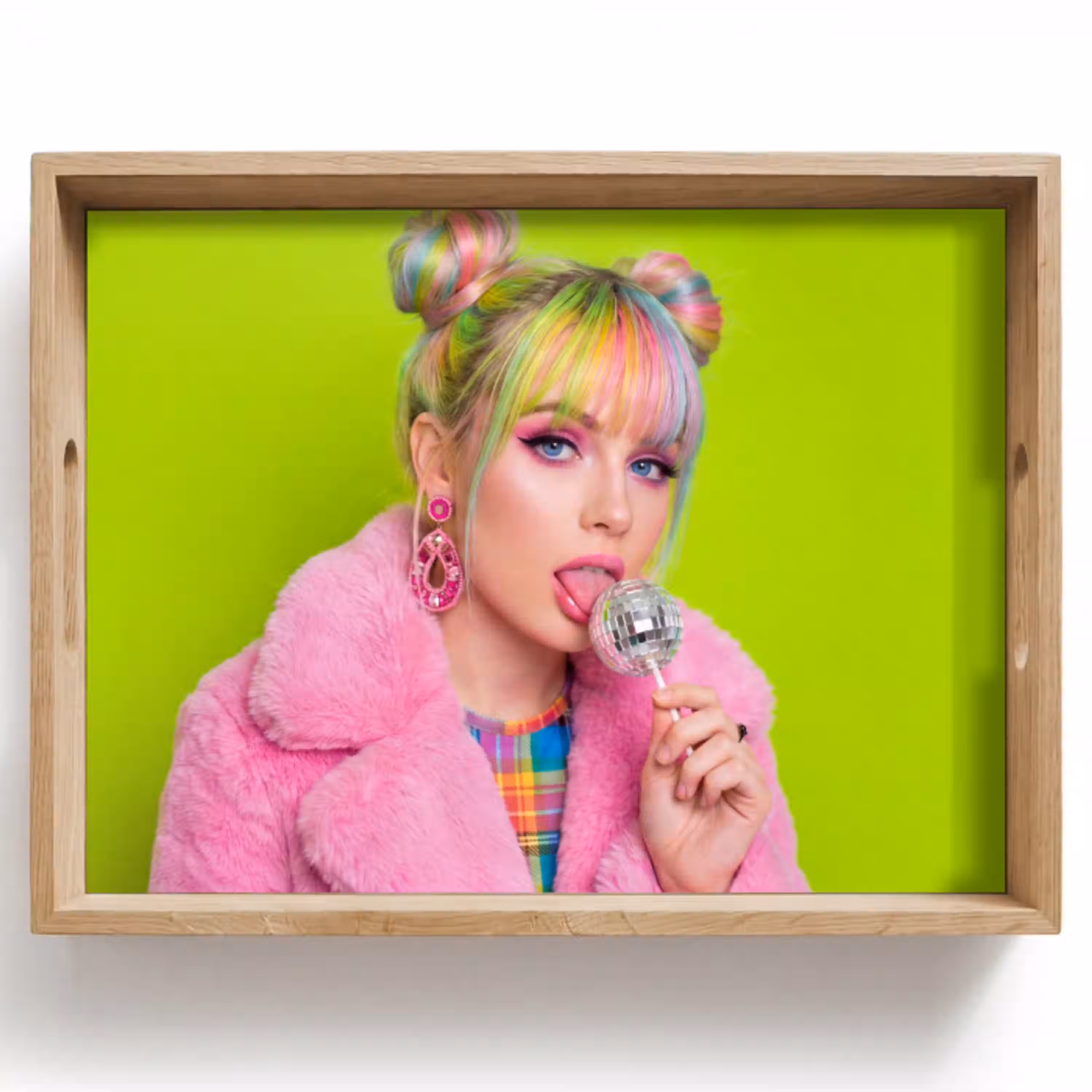 Vrouw - Kleurrijk haar - Pop art - Modern - Levendig Dienblad Rechthoek middel -z3d_shopping