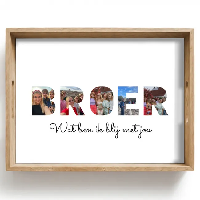 Gepersonaliseerd dienblad - Broer - Lettercollage