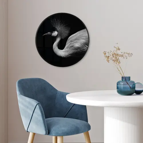 Kraanvogel - Zwart - Wit - Vogel - Dieren Fotolijst rond zonder passe partout klein -sfeer2