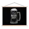 Bierpul - Witte krijtletters - Happy beer day textielposter latten blank klein -3d