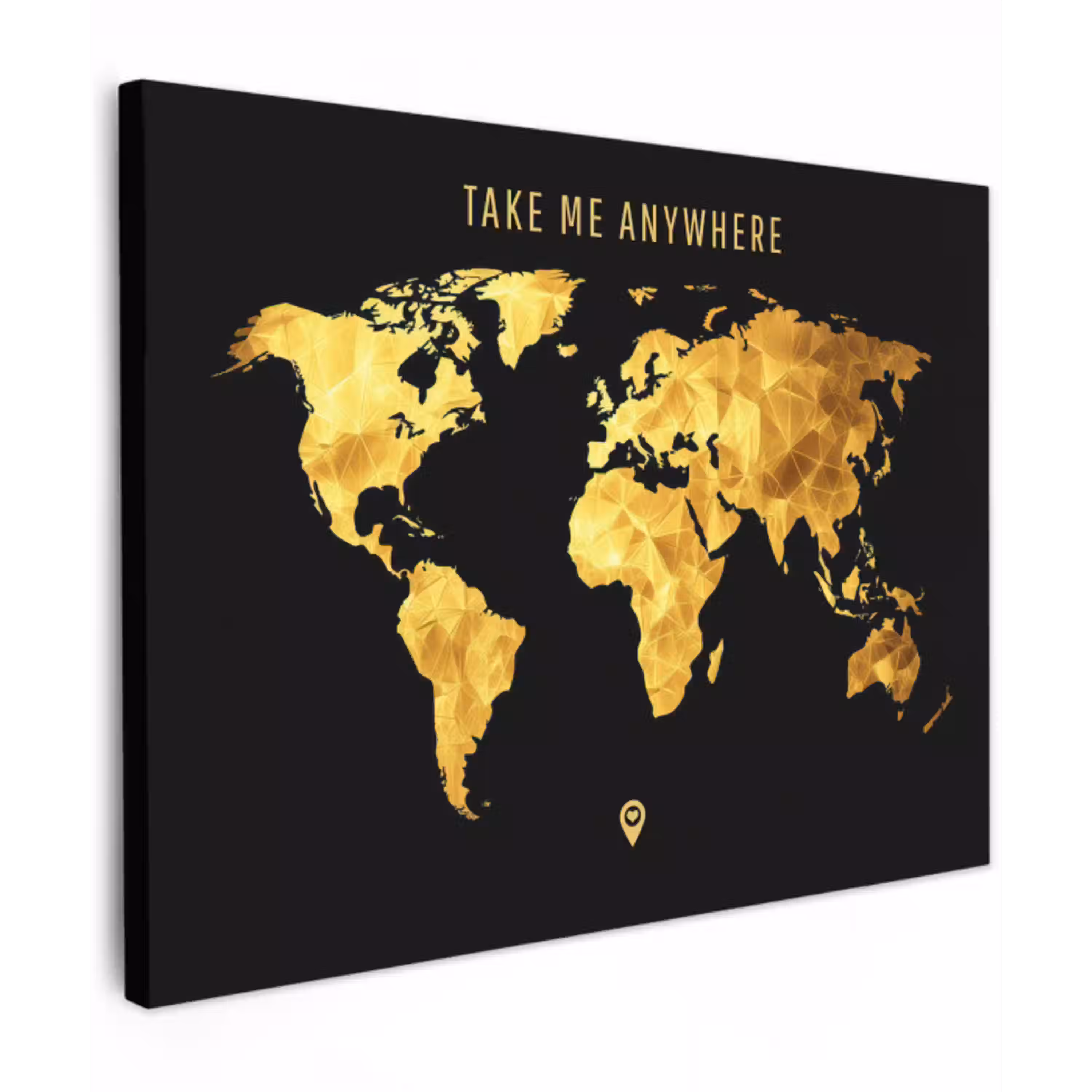 Goud - Wereldkaart - Quote canvas 2cm middel -z3d