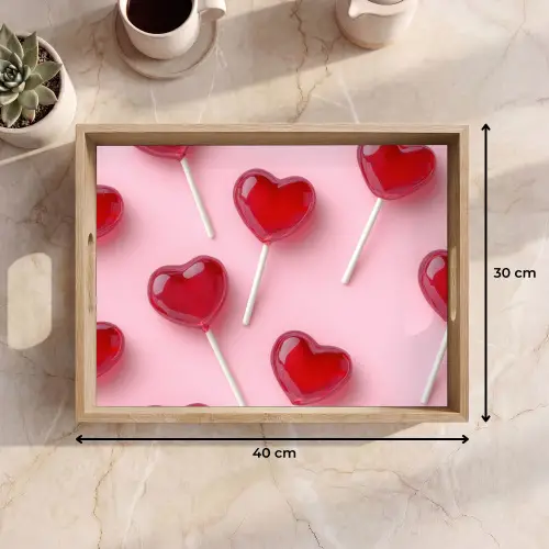 Lollies - Hartjes - Roze Dienblad Rechthoek middel -USP_Formaat