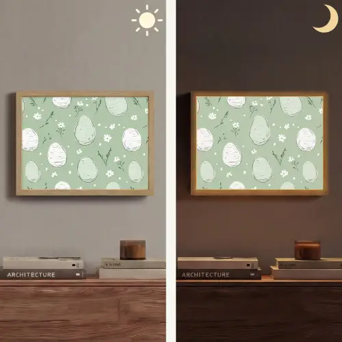 Groen - Eieren - Patroon Light Box met batterij (Wandlamp) middel -sfeer3