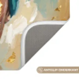 Portret - Vrouw - Schilderij - Blauw - Goud - Expressief Badmat klein -USP_AntislipNL