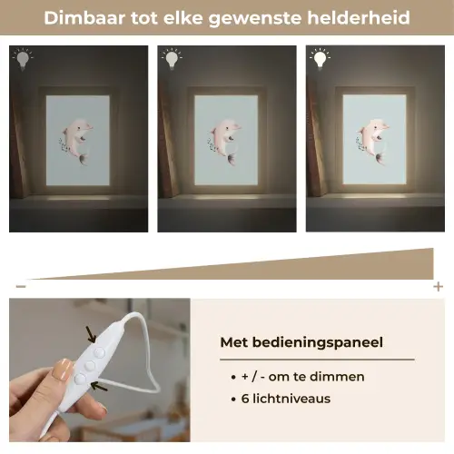 Dolfijn - Zeewier - Grijs Light Box met kabel klein -USP_dimbaarNL