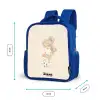 Meisje met een voetbal in beige kleuren Kinderrugzak - Blauw middel -productfoto_formaten