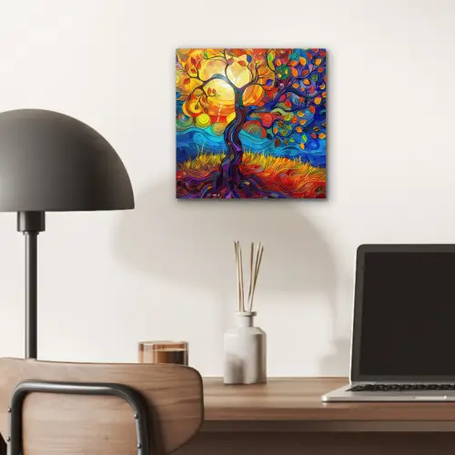 Boom - Zon - Verflook - Kleuren - Abstract aluminium wit klein -sfeer5