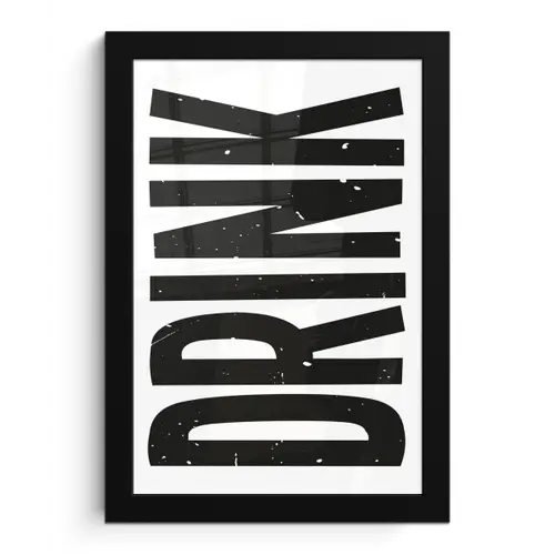 Drink - Zwart - Wit - Decoratie fotolijst zwart zonder passe partout klein -3d