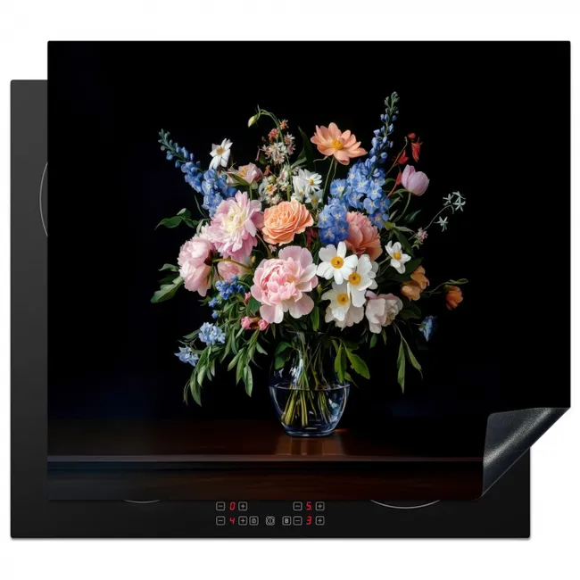 Pastel - Bloemen - Glazen - Vaas Inductie beschermer vinyl 3mm middel -3d