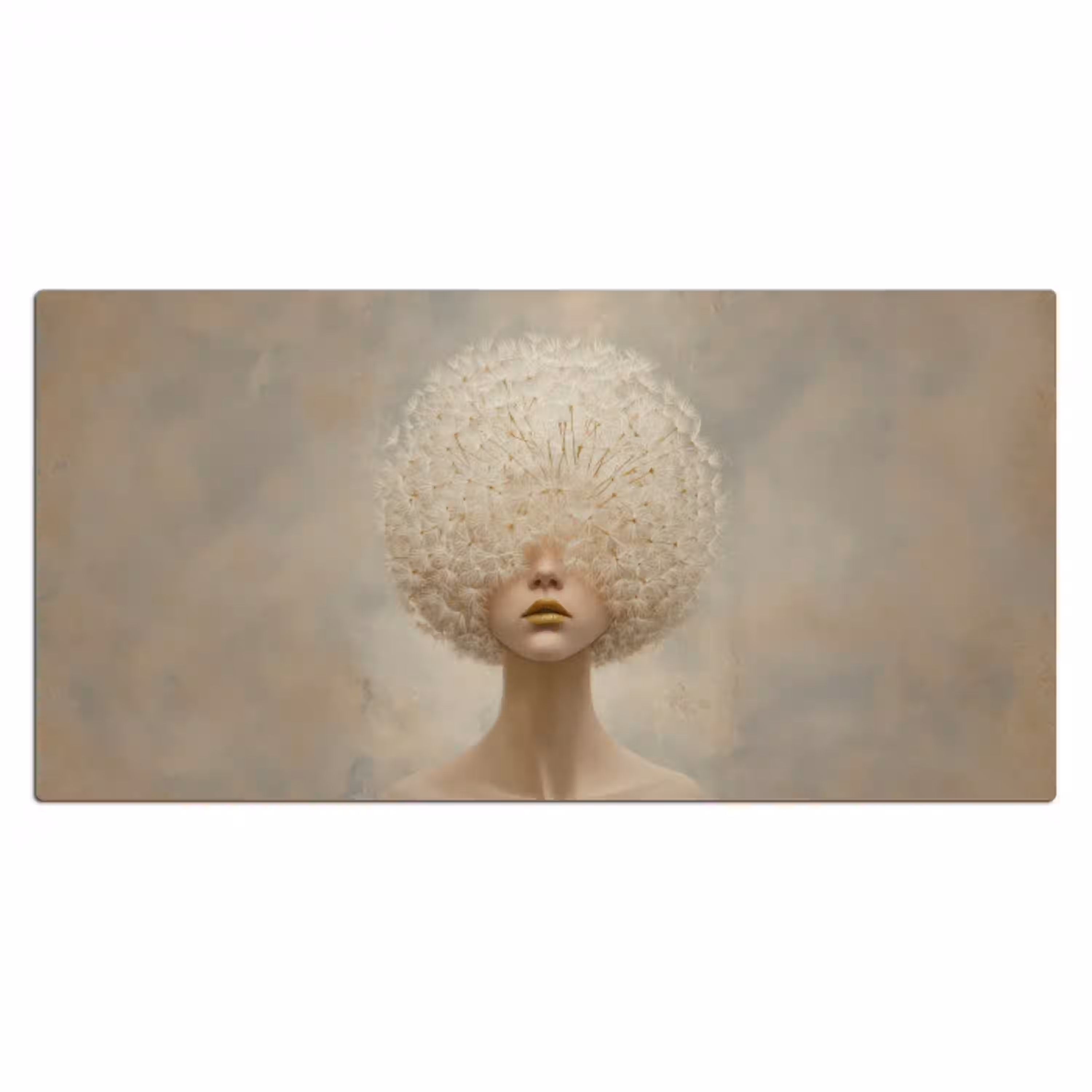 Dromerig - Beige - Paardenbloemzaadjes Muismat XXL klein -3d_leeg