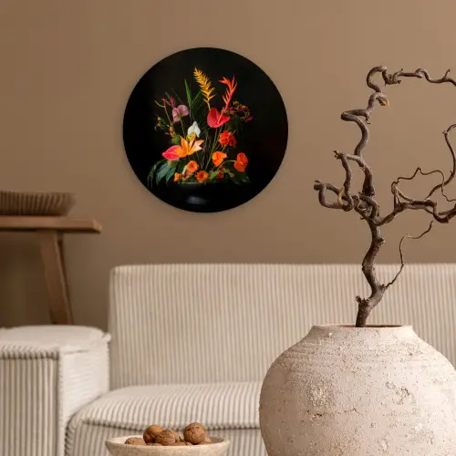 Schaal - Boeket - Bloemen Wandcirkel plexiglas klein -sfeer1
