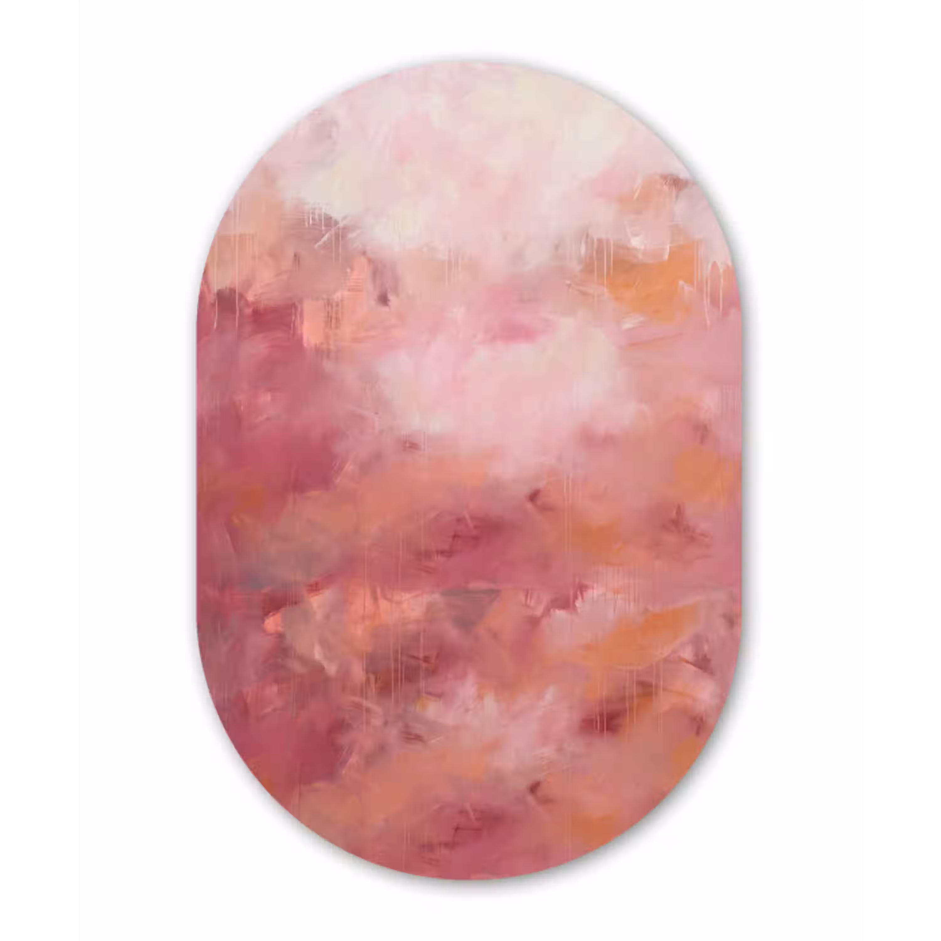 Kunst - Vloeiend - Pastel - Abstract Wandcirkel Ovaal Aluminium middel -3d