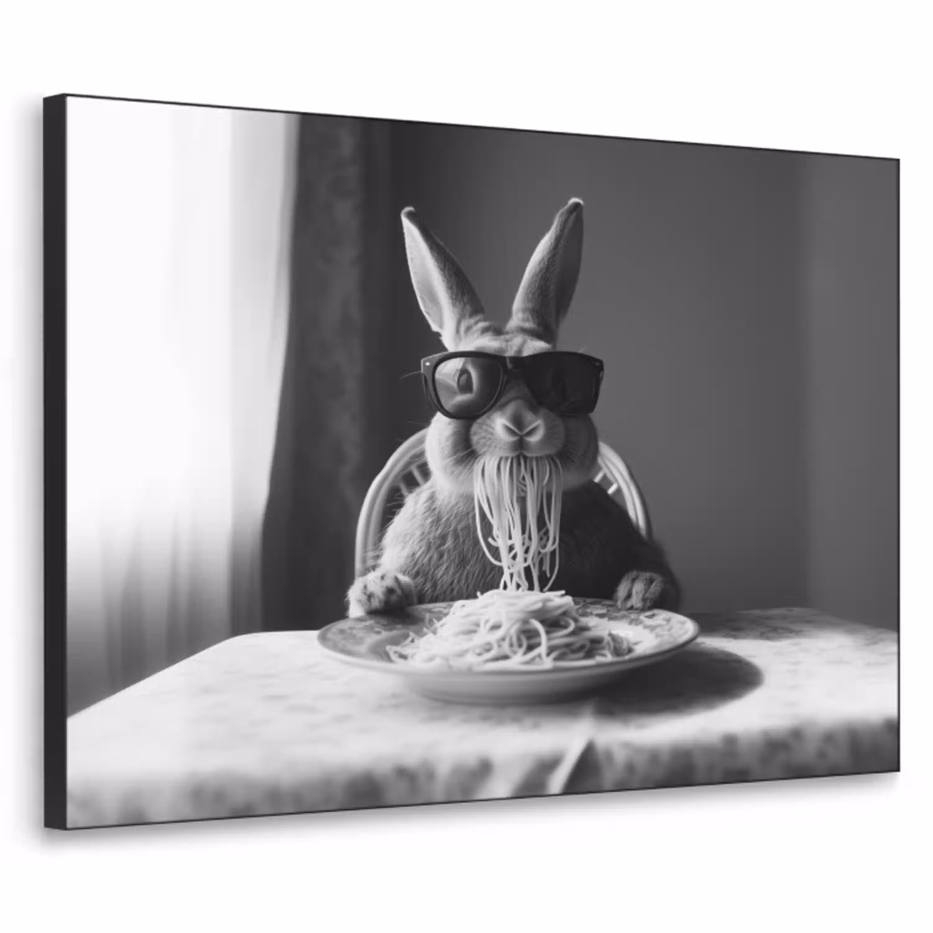 Konijn - Bunny - Zonnebril - Tafelkleed - Pasta - Schattig Textielframe - compleet frame klein -3d
