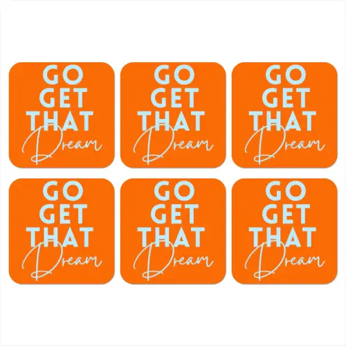 Oranje - Blauw - Go get that dream onderzetter kurk middel -3d