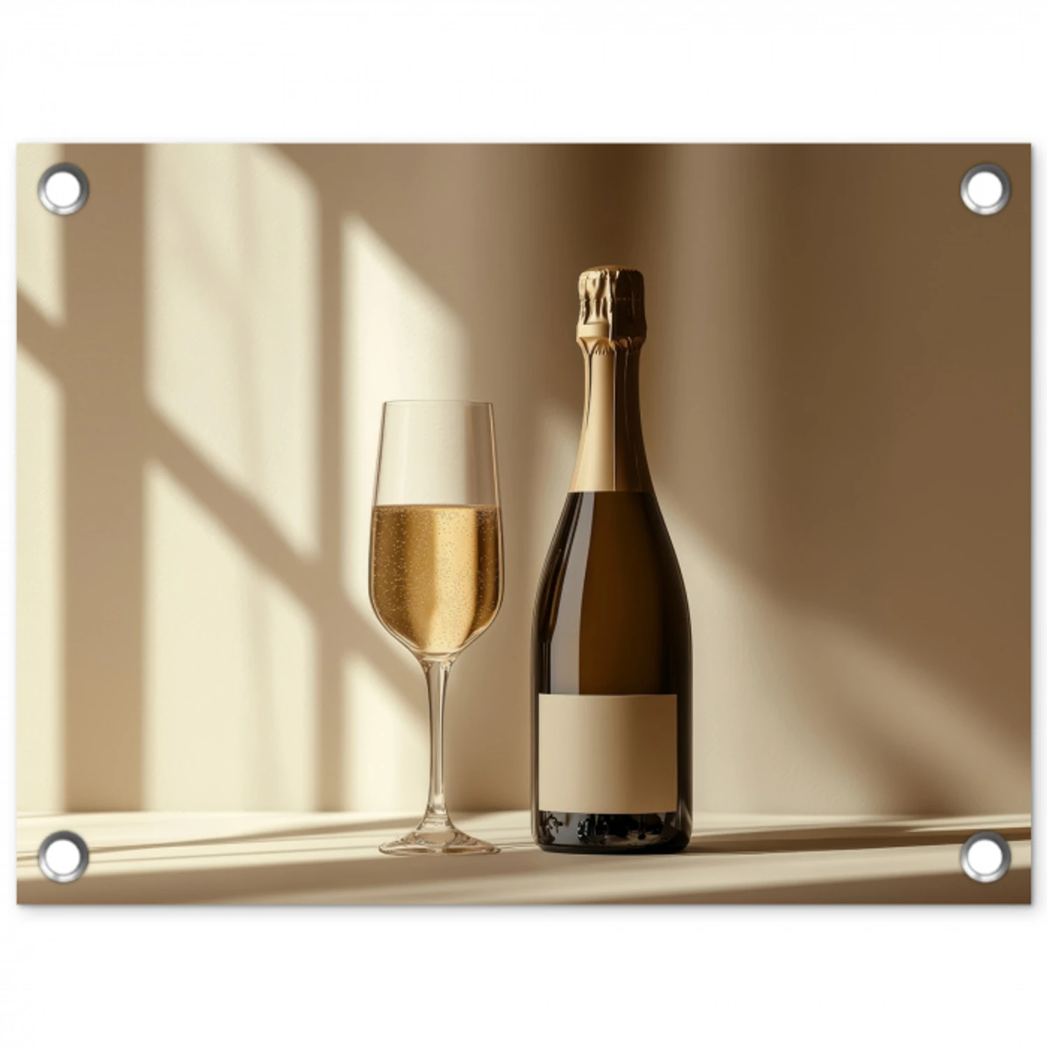 Champagne - Beige - Schaduw - Bubbels tuinposter los doek klein -3d