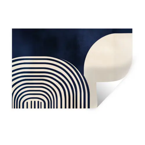 Donkerblauw - Abstract - Lijnen Muursticker klein -3d
