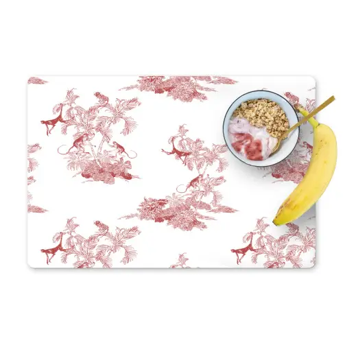 Chimpansee - Beplanting - Rood Placemat vinyl groot 368 -zzzproduct_Kitchenyeah-website
