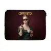 Koffie - Vrouw - Middelvinger laptophoes neopreen klein -3d