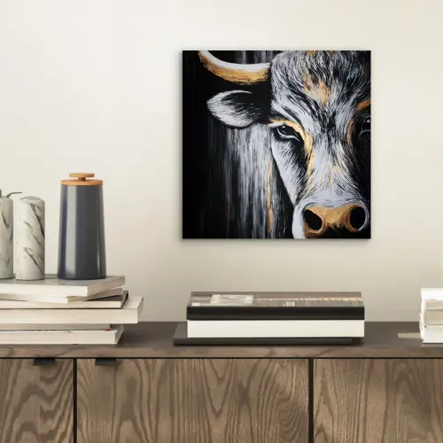 Stier - Hoorns - Snuit - Goud aluminium wit klein -sfeer1