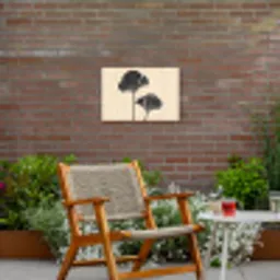 Bladeren - Minimalistisch - Zwart Tuinposter op houten frame 2 cm dik klein -sfeer3