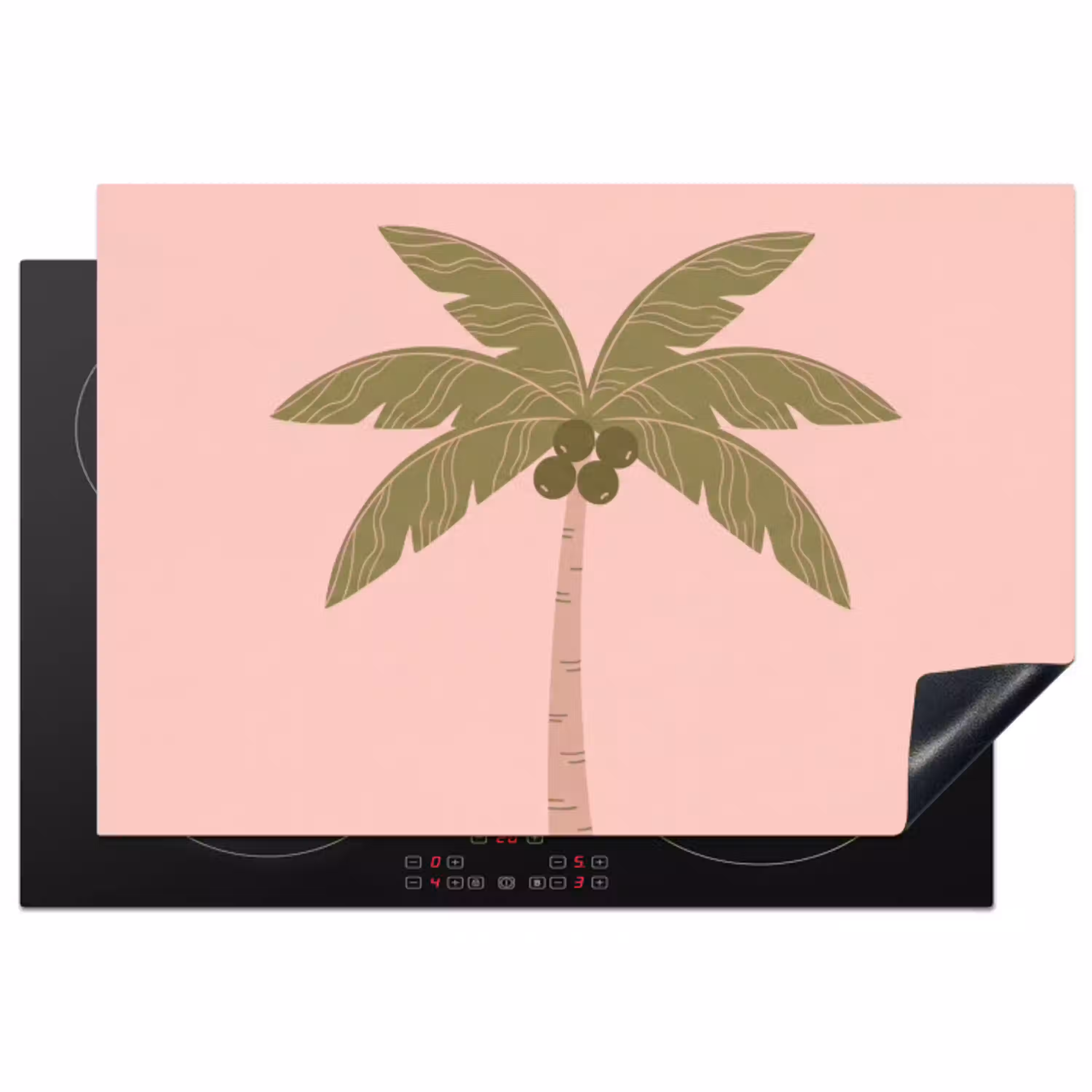 Boom - Palm - Natuur - Illustratie - Roze Inductie beschermer vinyl 3mm klein -3d