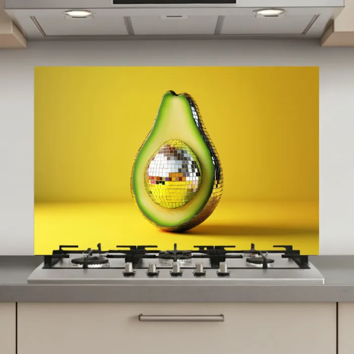 Avocado - Discobal - Geel - Glitter keuken achterwand spatscherm klein -3d_website