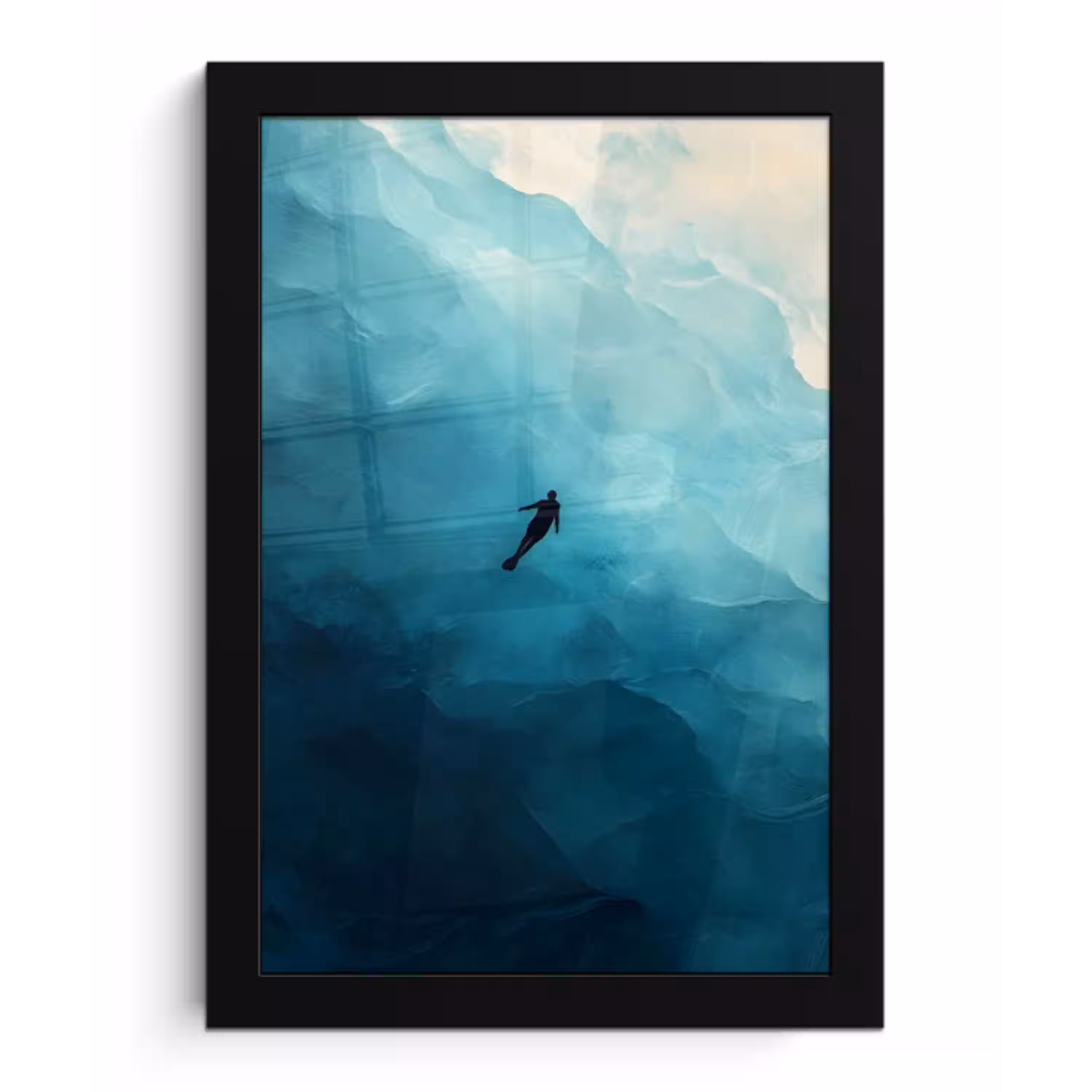 Zee - Silhouet - Abstract - Blauw fotolijst zwart zonder passe partout klein -3d