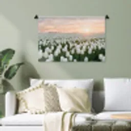 Tulpen - Landschap - Wit Wandkleed katoen klein -sfeer7