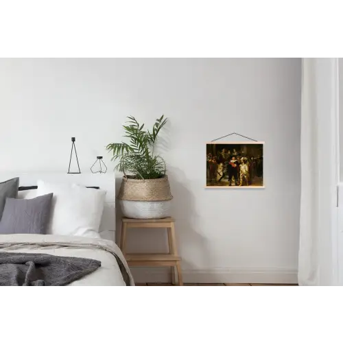 De Nachtwacht - Schilderij van Rembrandt van Rijn textielposter latten blank klein -woonkamer