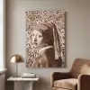 Meisje met de parel - Johannes Vermeer - Sepia Textielframe zilver middel -sfeer1