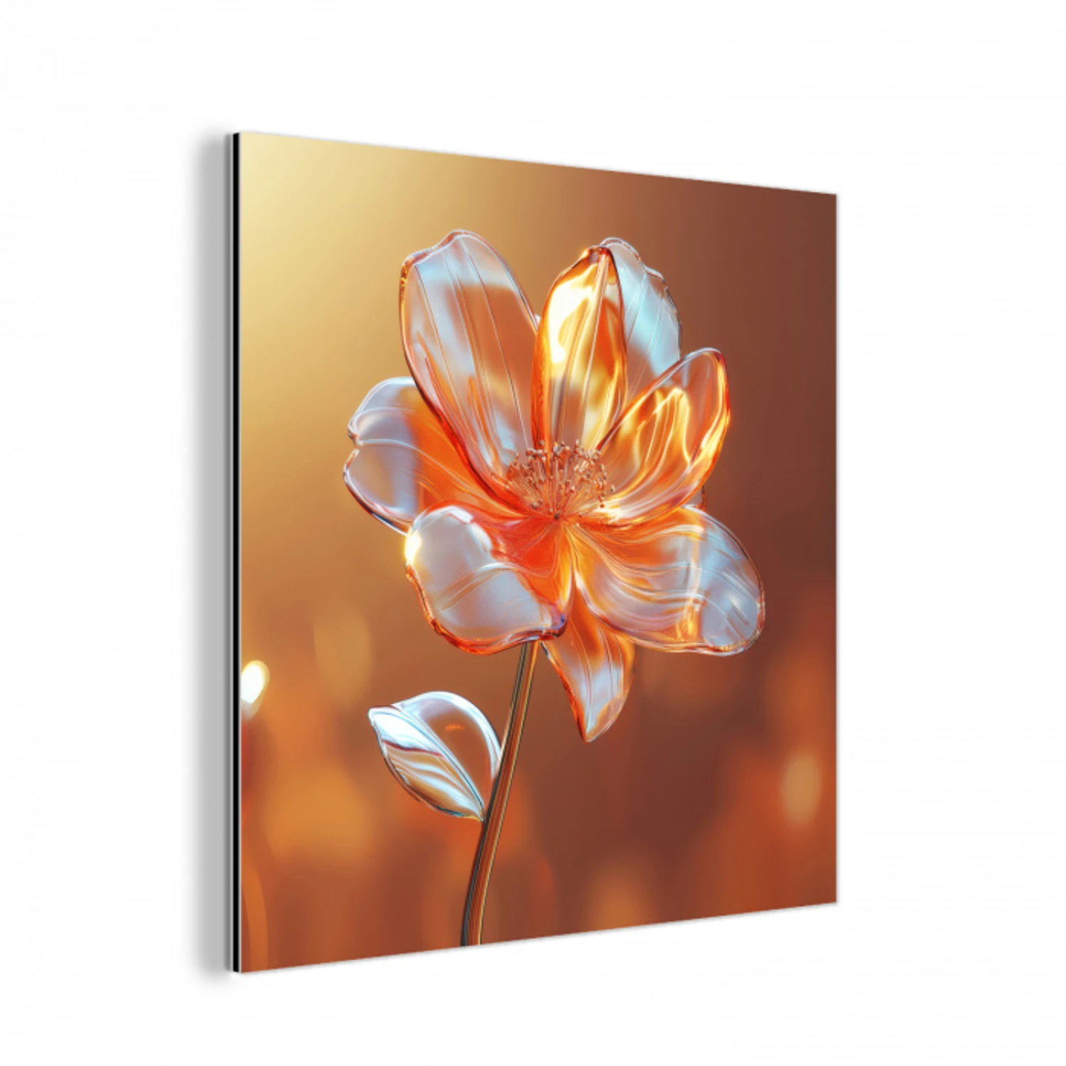Glazen - Bloem - Zonlicht aluminium wit klein -3d