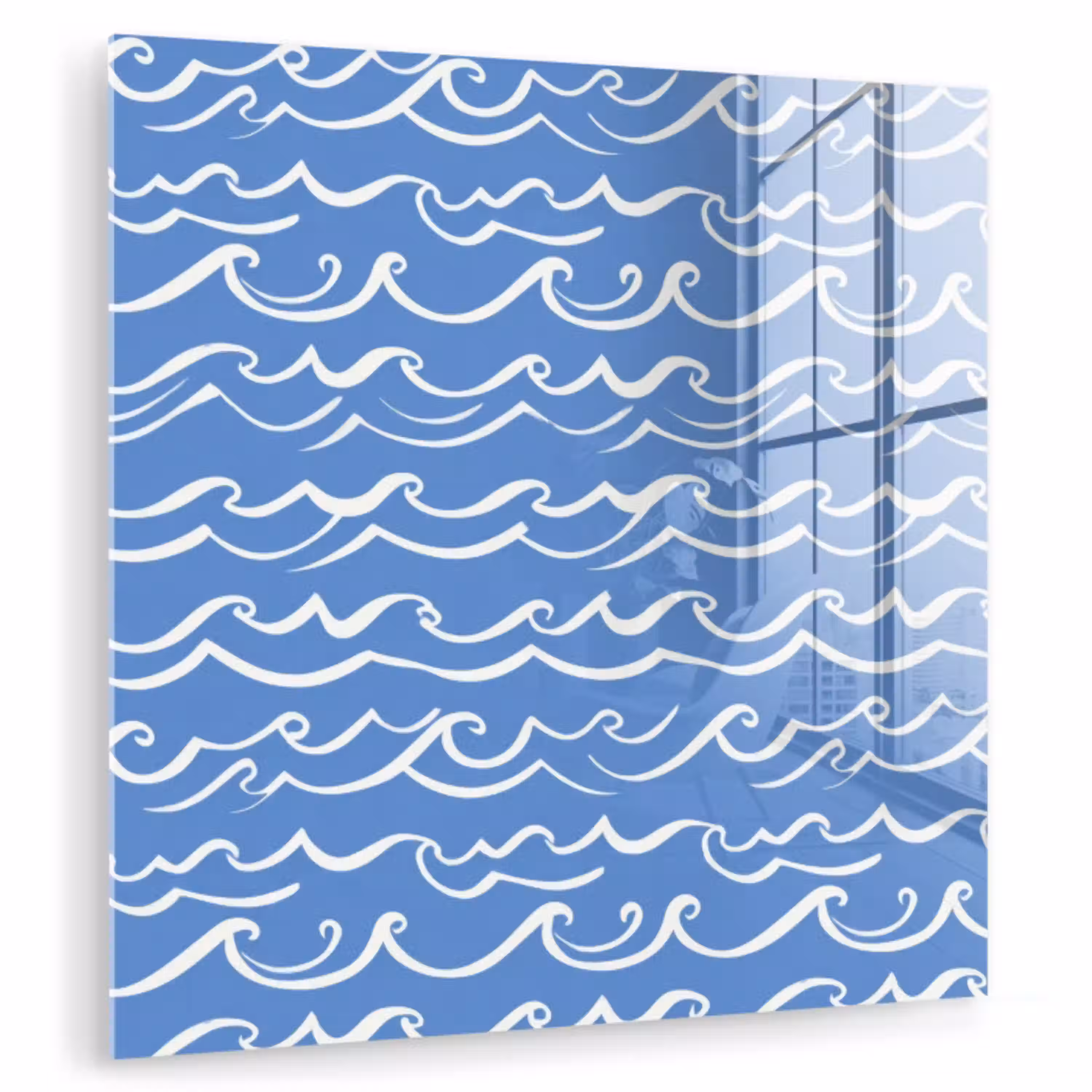 Blauw - Wit - Simpel - Getekend - Golven plexiglas 5mm klein 11 -zzzproduct_nieuw