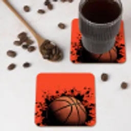 Basketbal - Verf - Sport - Oranje onderzetter kurk middel -sfeer2