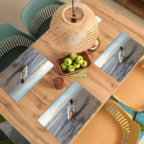 Glazenfles - Post - Zee - Zand Placemat vinyl groot -zzsfeer5_Kitchenyeah-website