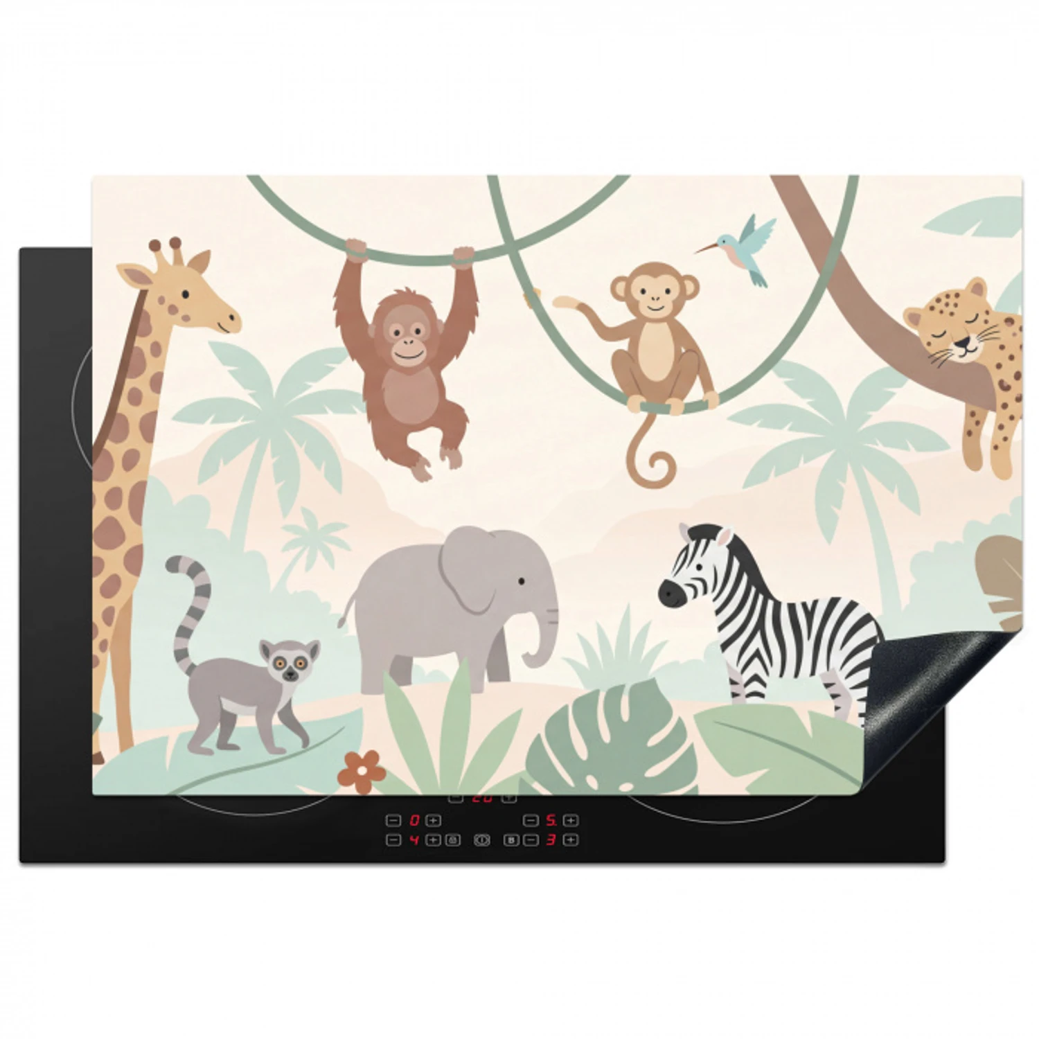 Jungle - Dieren - Groen Inductie beschermer vinyl 3mm klein -3d