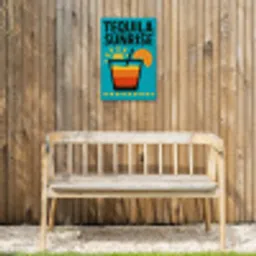 Illustratie - Tequila - Glas - Blauw Tuinposter op houten frame 2 cm dik klein -sfeer4
