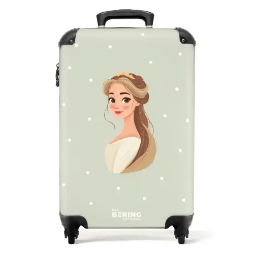 Prinses met tiara op groene stippenachtergrond NBS - Handbagage koffer - Kinderen Unisex middel -productfoto_recht