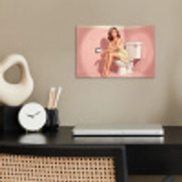Roze - Retro - Vrouw poster papier klein -sfeer1