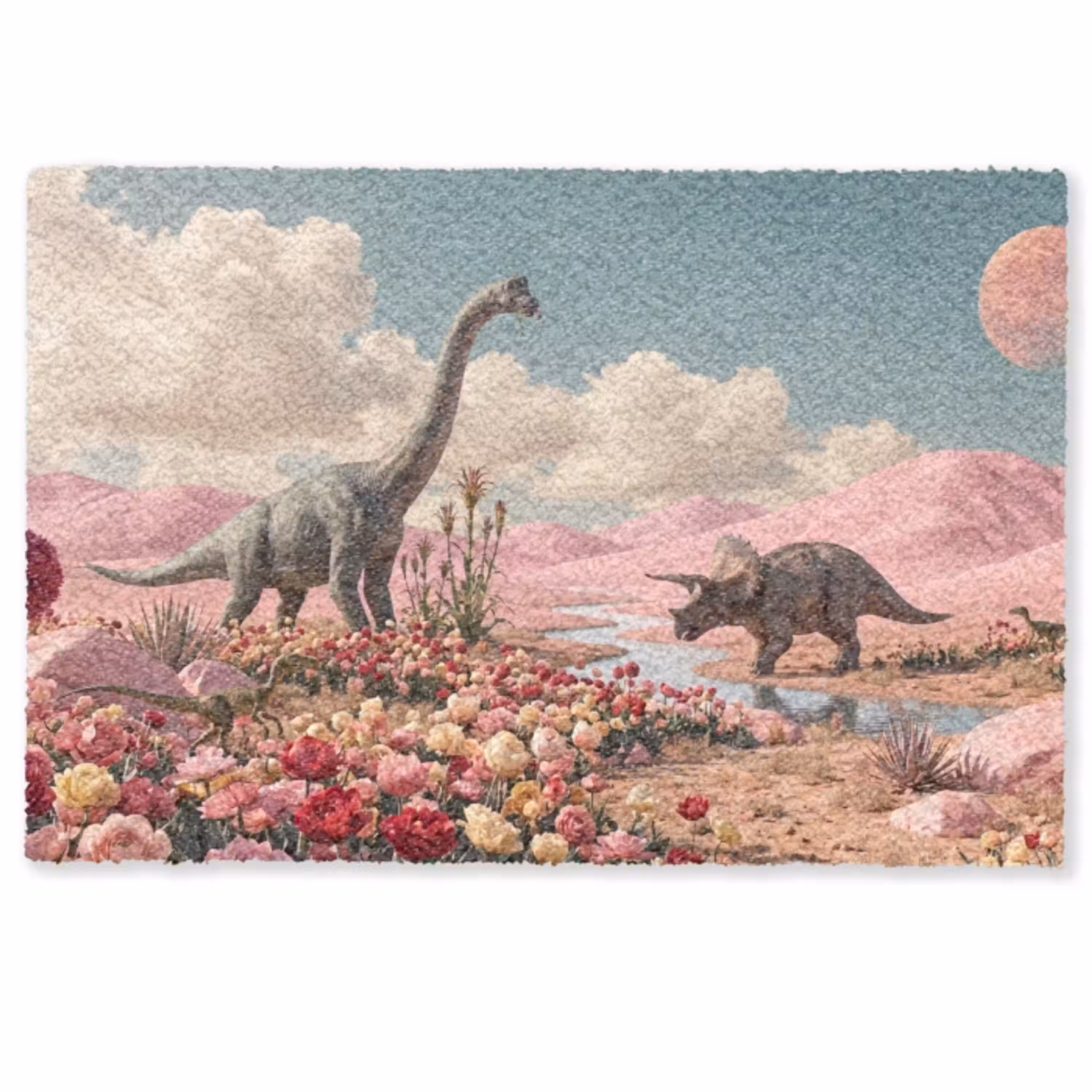 Dinosaurus - Roze - Landschap Deurmat klein -zkaufland3d