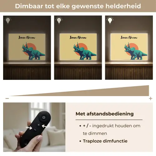 Triceratops - Hoorns - Cirkel - Oranje Light Box met batterij (Wandlamp kind) middel -USP_dimbaarNL