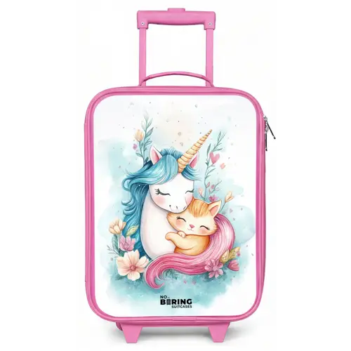 Eenhoorn met blauwe manen en oranje kitten Kinderkoffer - Roze klein -zz3dotto