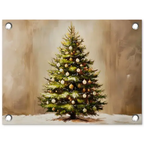Kerst - Sfeer - Groen tuinposter los doek klein -3d