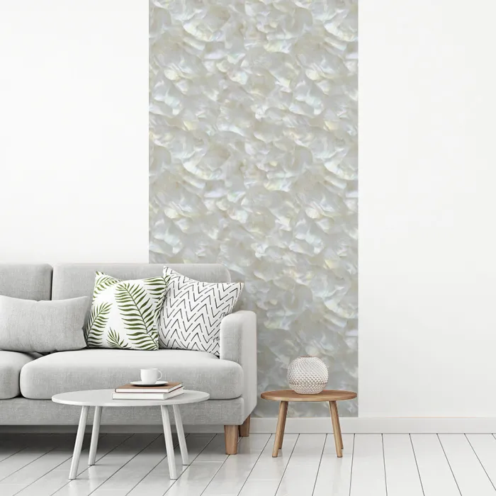 Parelmoerglans - Wit - Schelp fotobehang vinyl groot 64 -woonkamer