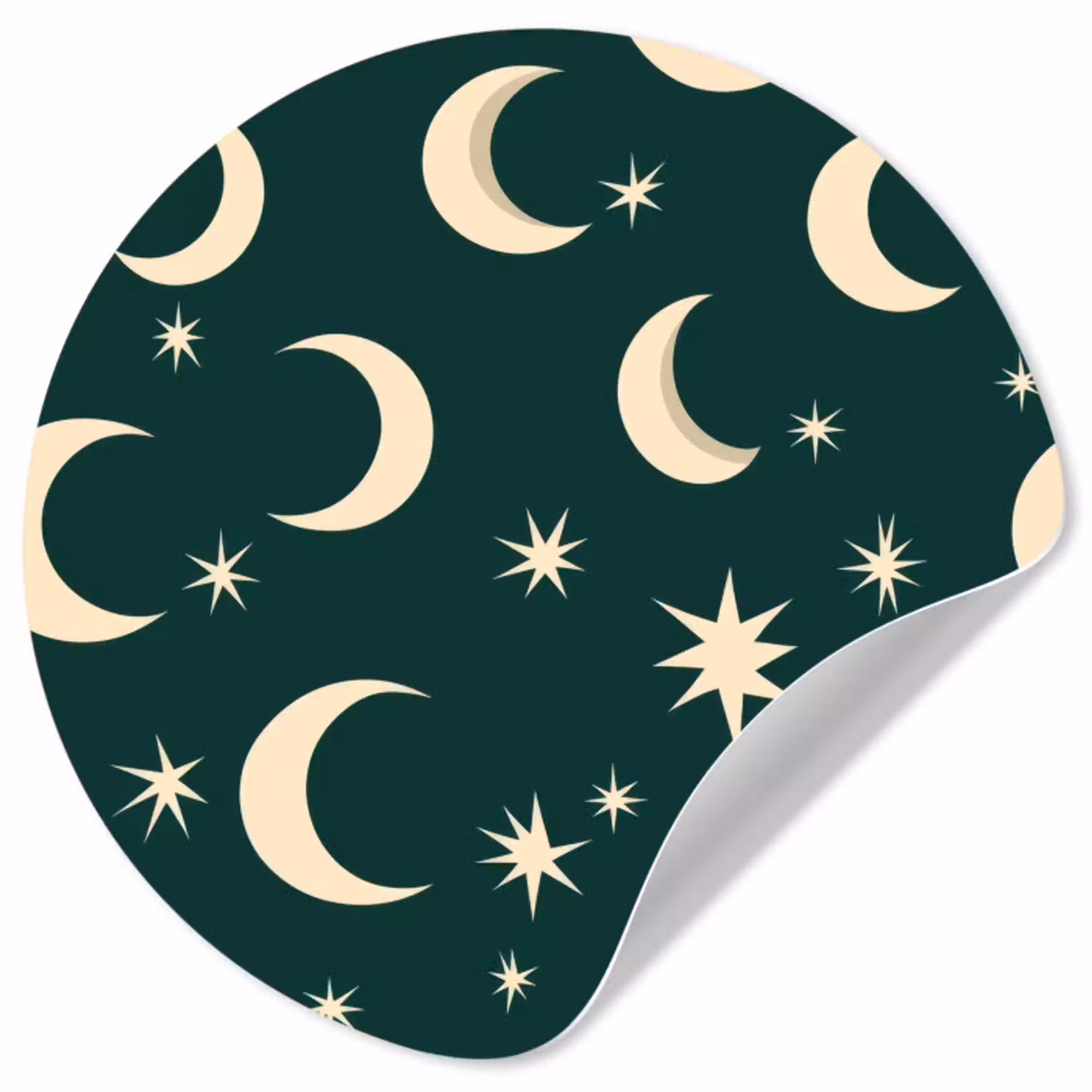 Manen - Sterren - Groen Wandcirkel behangsticker klein 186 -3d