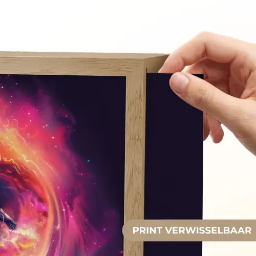 Astronaut - Ruimte - Surfen - Kleurrijk Light Box met batterij (Wandlamp kind) middel -USP_websiteprintNL