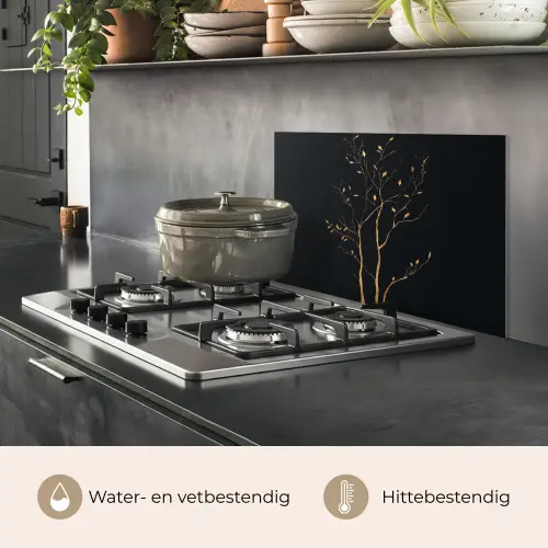 Takken - Blaadjes - Zwart keuken achterwand spatscherm klein -usp_NL