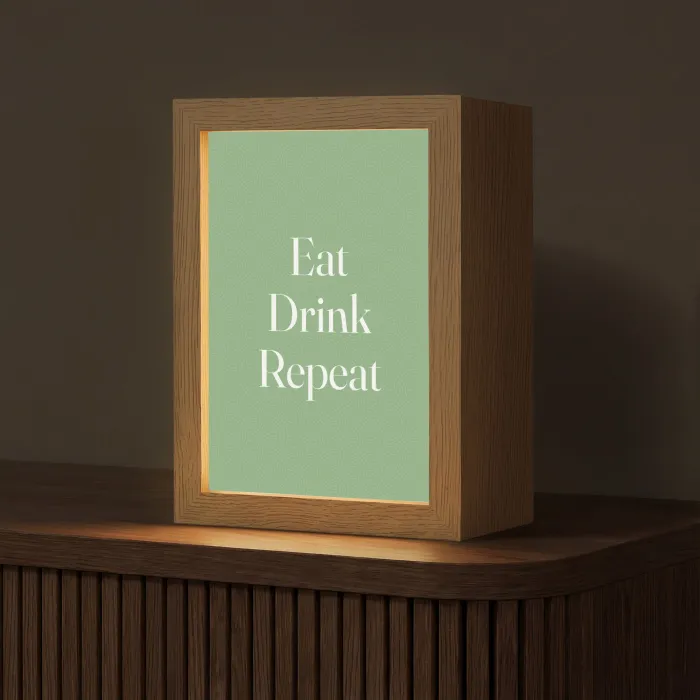Eten - Drinken - Tekst - Mintgroen Light Box met kabel (Tafellamp) klein -z3d_website