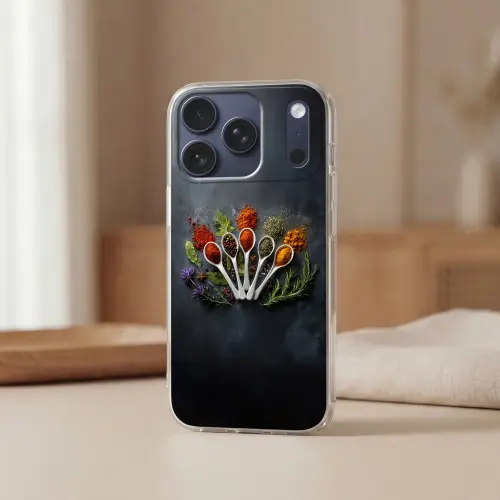 Lepels - Wit - Poeder - Kruiden Telefoonhoesje iPhone 17 Pro klein -sfeer2
