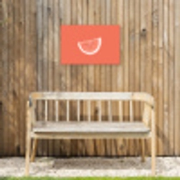Watermeloen - Lijnen - Koraalrood Tuinposter op houten frame 2 cm dik klein -sfeer4